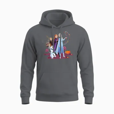 Disney Princess Frozen Elsa Anna Olaf Sven and Kristoff Fall T-Shirt, Black Unisex Hoodie - Charcoal