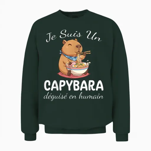 Capybara and Noodles I'm a Capybara Disguised as Human Unisex Sweatshirt - Forest