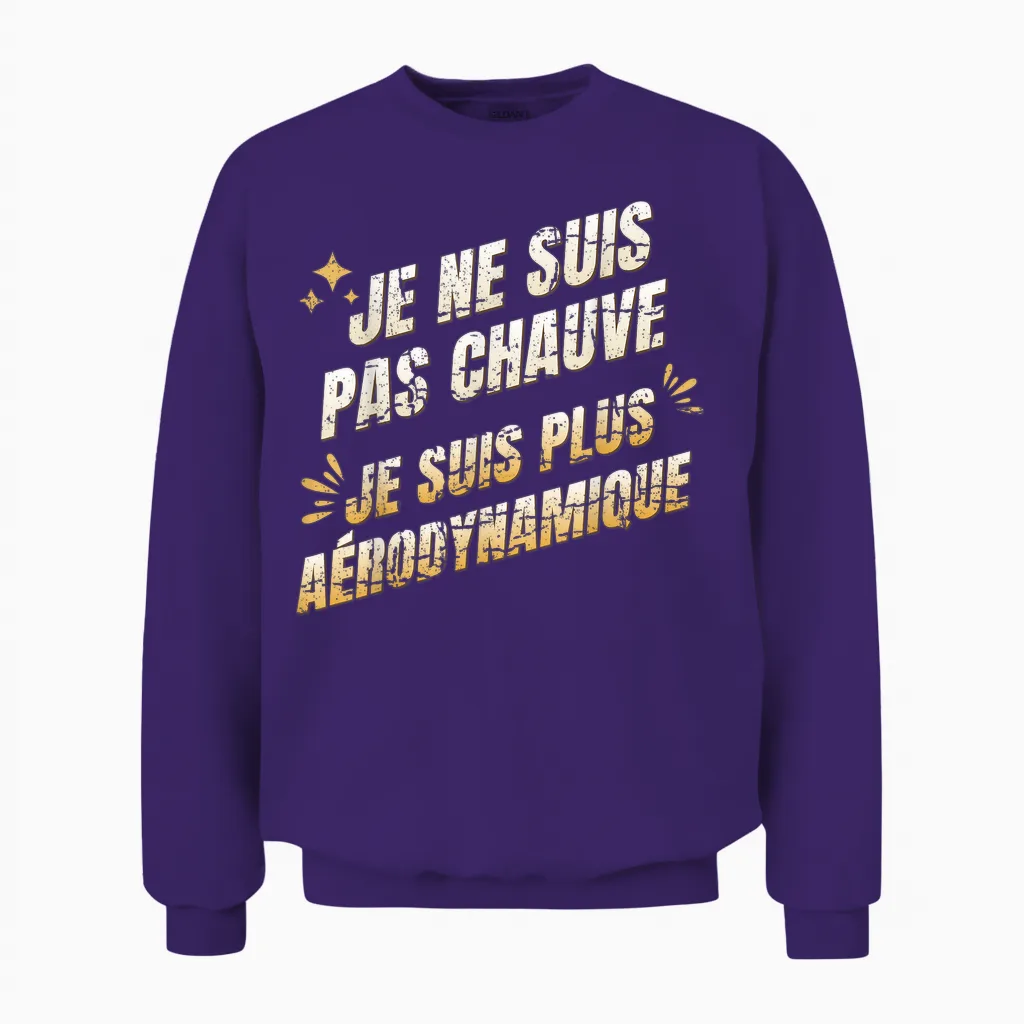Je Ne Suis Pas Chauve Plus Aérodynamique - Humour Crâne Rasé Unisex Sweatshirt in Purple