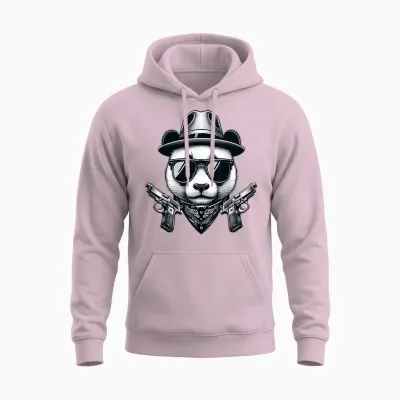 Ours Panda Gangsta Unisex Hoodie - Light Pink