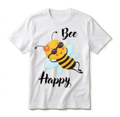 Funny Bee Happy Unisex T-Shirt - White