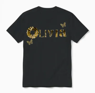 Olivia Gold Glitter Logo Unisex T-Shirt - Black