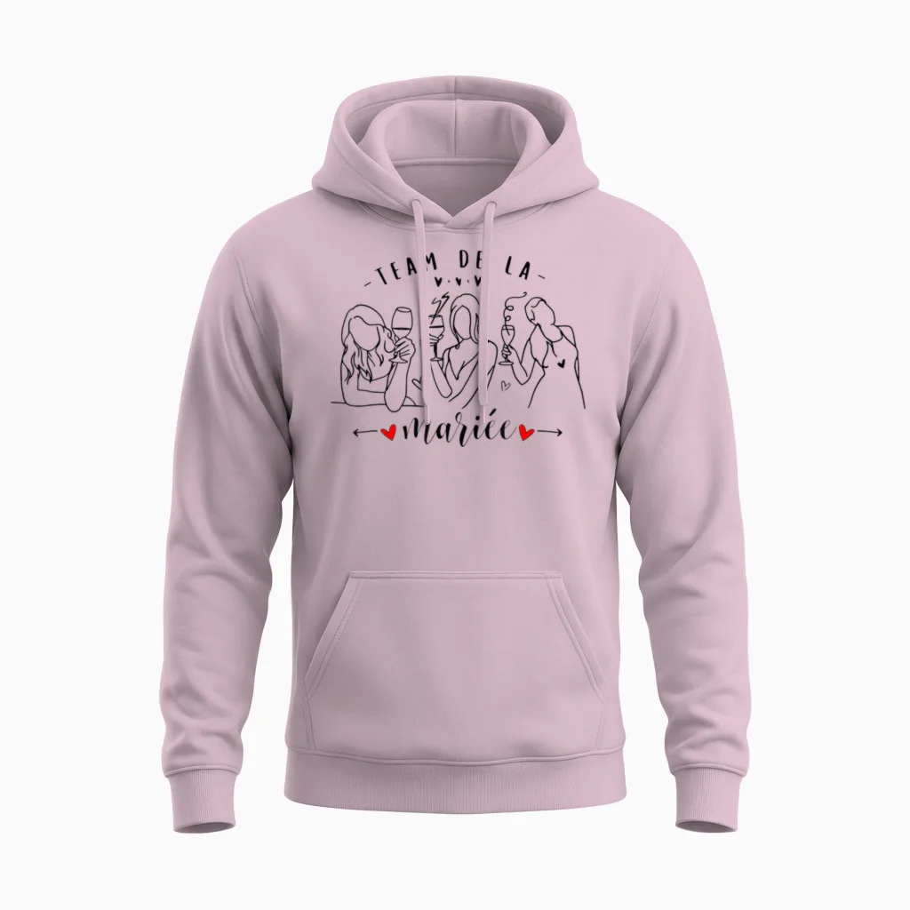 Bride Team Surprise for a Team Bride T-Shirt, White, S Unisex Hoodie in Light Pink