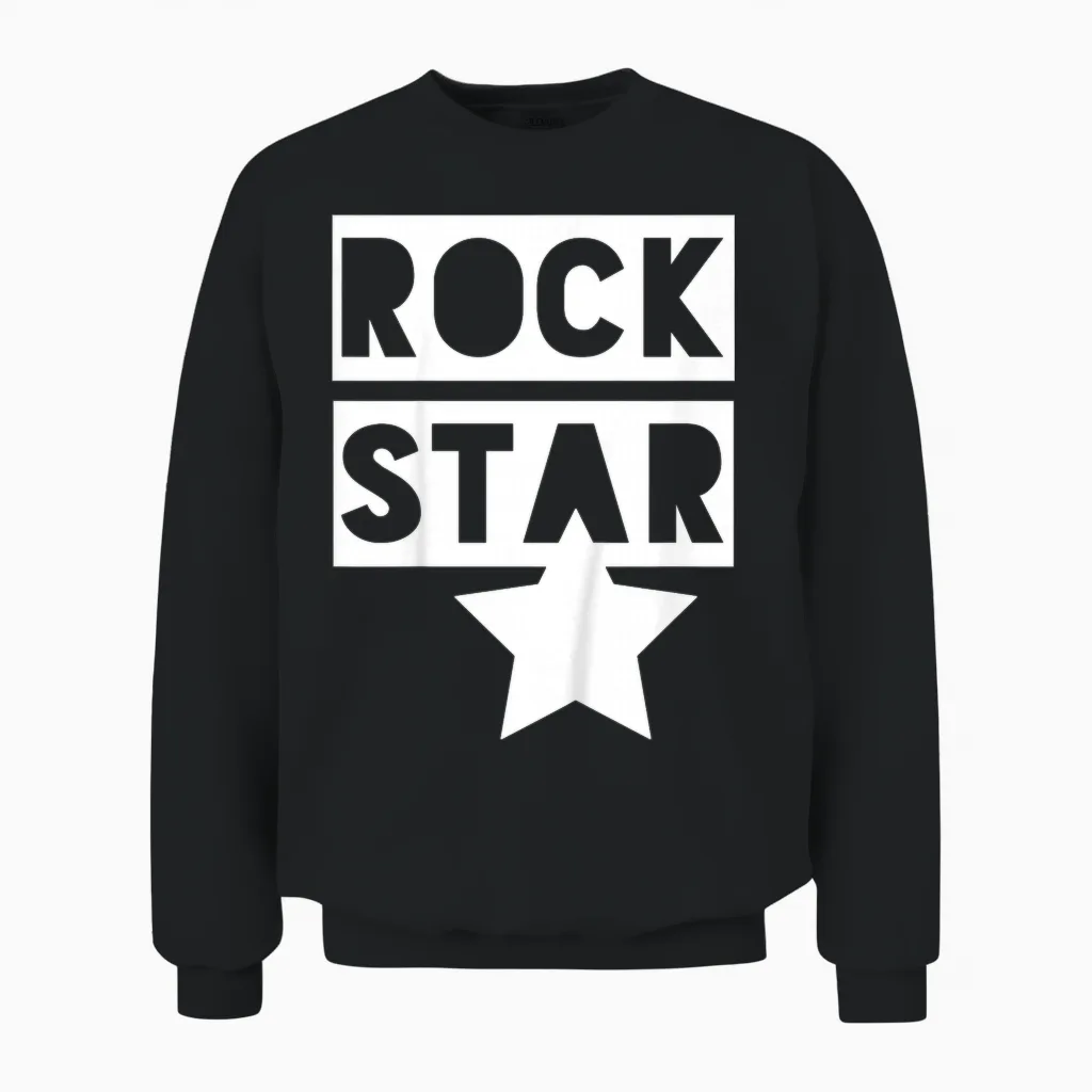 Children's Rock Star Monochrome Kids for Rock 'n' Roll Boys & Girls T-Shirt, Black Unisex Sweatshirt in Black