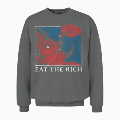 Eat the Rich Satan Devil Goth Punk Grunge Witch V Unisex Sweatshirt - Graphite Heather