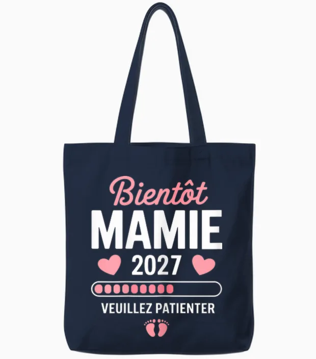 Femme Bientot Mamie 2027 Annonce Grossesse Mamie 2027 Tote Bags in Navy