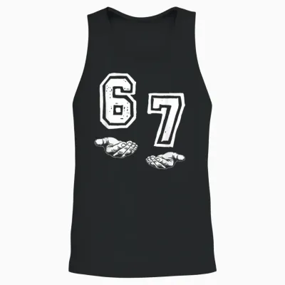 Six Seven 67 Meme Funny Gen Alpha Brain Red Unisex Tank Top - Black