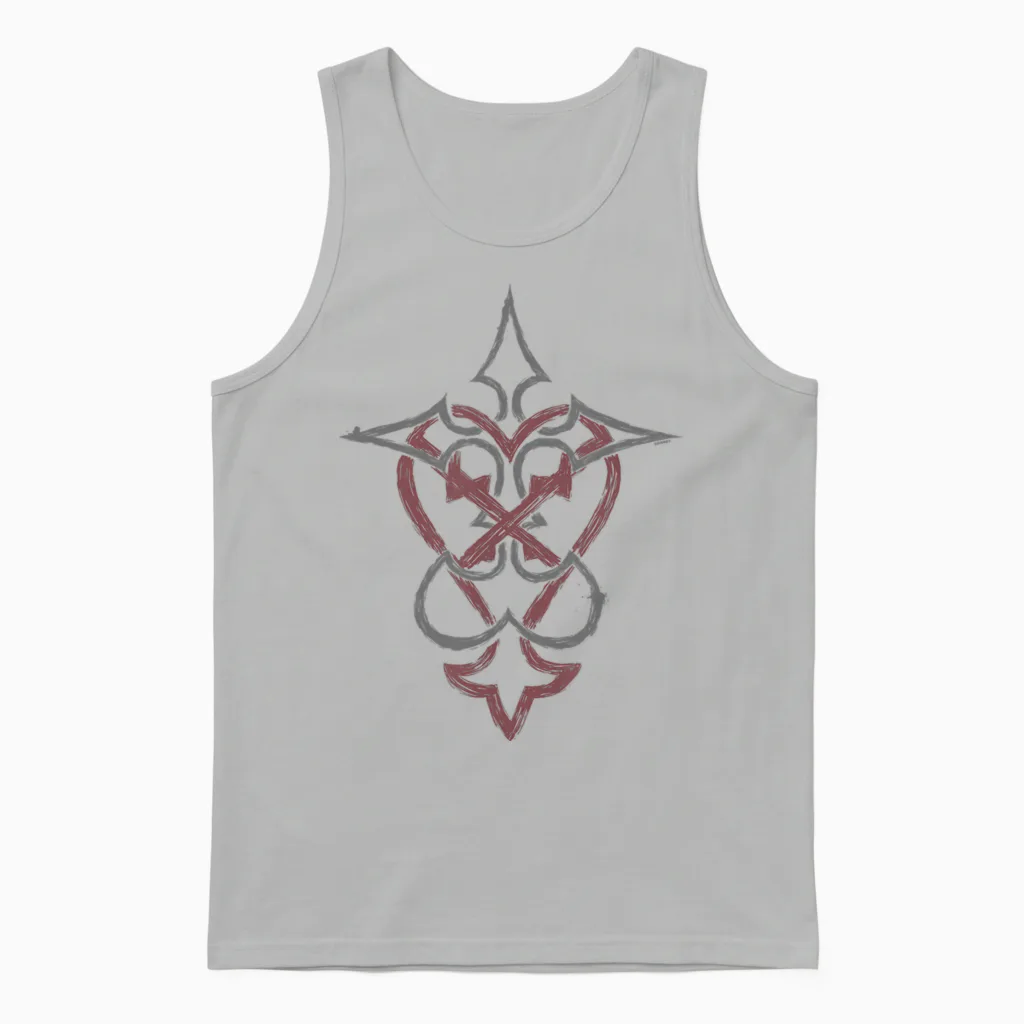 Disney Kingdom Hearts Mixed Crossed Key Dual Tone Logo Unisex Tank Top - Ash