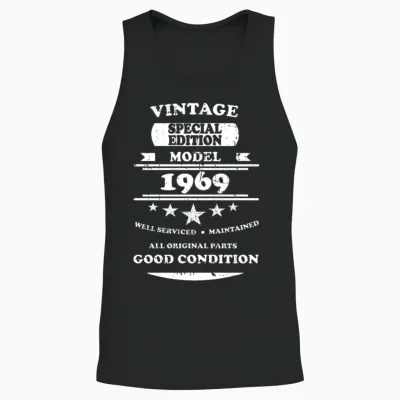 Vintage Retro White 1969 Unisex Tank Top - Black