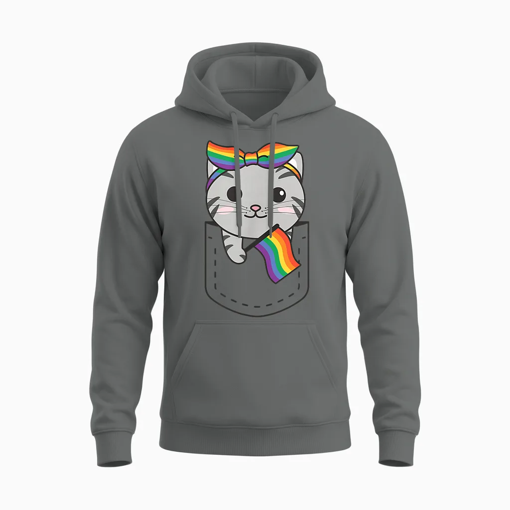 Regenbogen Flagge Pride Monat Lgbtq Regenbogen Katze Unisex Hoodie in Graphite Heather