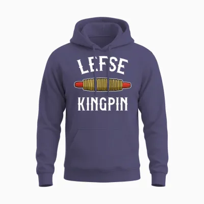 Funny Norwegian Lefse King Rolling Pin Unisex Hoodie - Heather Sport Dark Navy