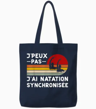 Je Peux Pas J'ai Swimming Synchronized Humour Coach Swimmer T-Shirt, Black, S Tote Bags - Navy