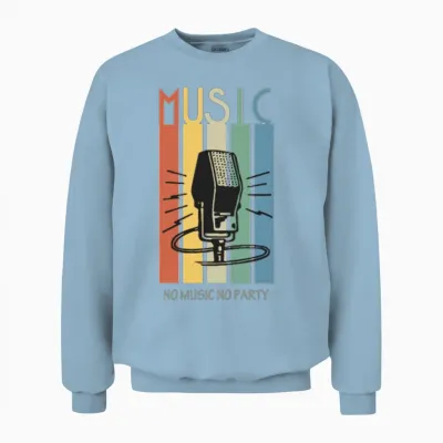 Retro Music Stripes Microphone Unisex Sweatshirt - Light Blue