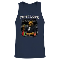 Tips I Love Funny Bartender Humor Bartending Sayin Unisex Tank Top - Navy – 2