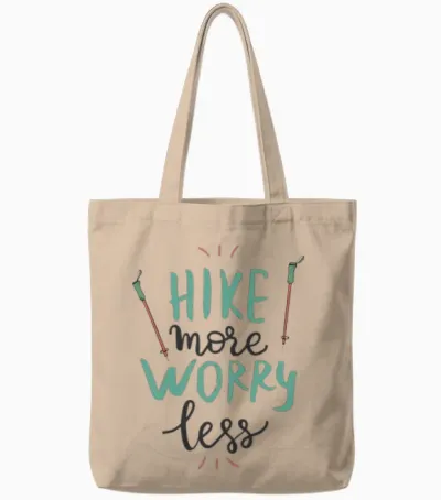 Hike More Worry Less Tote Bags - Natural