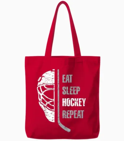 Eat Sleep Hockey Repeat Christmas for Teen Adult Hockey Tote Bags - Red