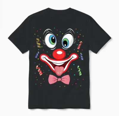 Carnival Costume Fancy Dress Costume Funny Clown Confetti T-Shirt, Black Unisex T-Shirt - Black