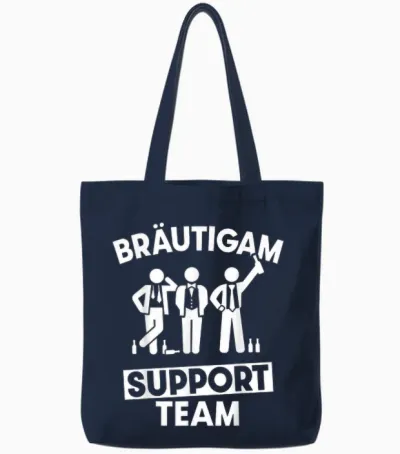 Team Groom Support Team Jga Stag Night T-Shirt, Black, S Tote Bags - Navy