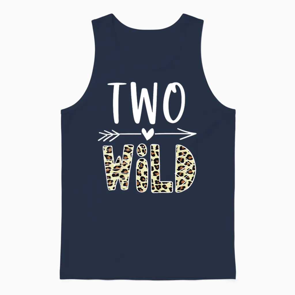 Two Wild 2 Year Old Girl Gifts 2nd Birthday Second Bday Unisex Tank Top in Navy