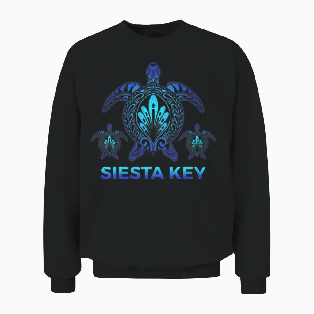 Siesta Key Florida Fl Ocean Blue Turtle Souvenirs Unisex Sweatshirt in Black