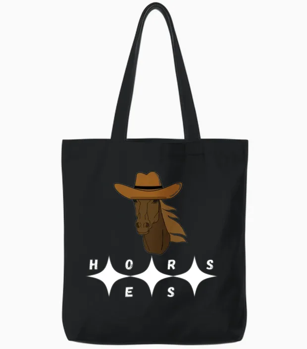 Horses Horse Lovers Tote Bags in Black