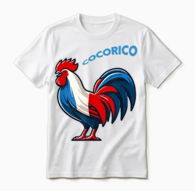 Coq Drapeau France Tricolore Bleu, Blanc Et Rouge T-Shirt, Blue, S Unisex T-Shirt - White