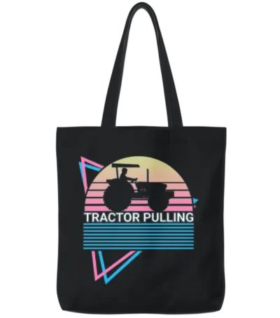 Tractor Pulling Retro Tote Bags - Black