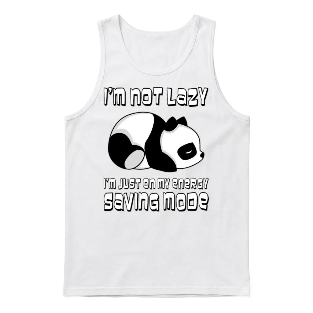 Saving Mode Panda Unisex Tank Top - White