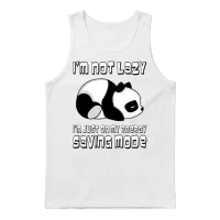 Saving Mode Panda Unisex Tank Top - White – 1