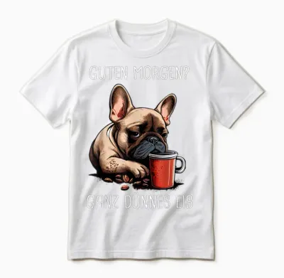 French Bulldog Good Morning Very Thin Ice Unisex T-Shirt - White