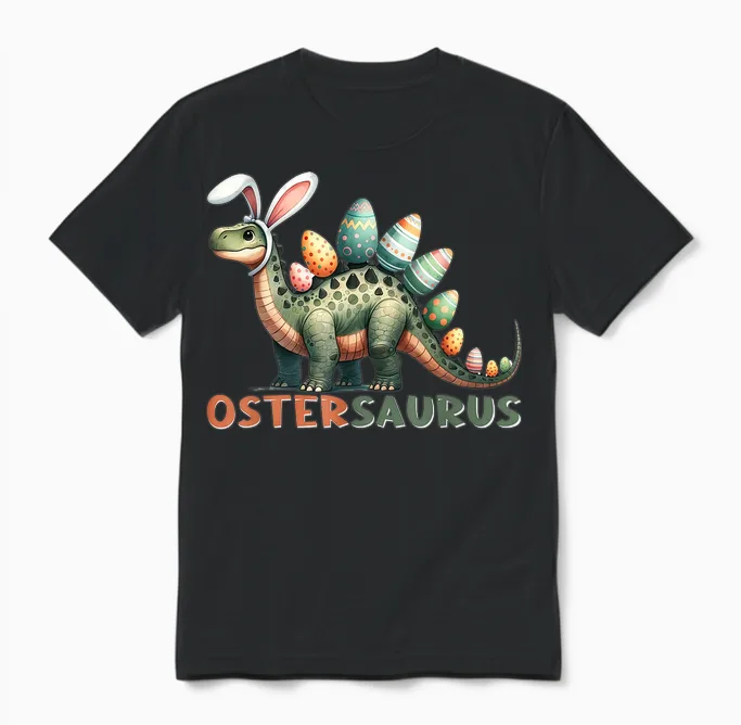 Ostergeschenke Ostern Outfit Junge Mädchen Dinosaurier Dino Unisex T-Shirt in Black