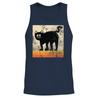 Vintage Style Retro Cat — Lovers Unisex Tank Top - Navy – 2