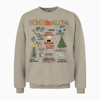 Home Alone Merry Christmas Survival Icon Jumble Unisex Sweatshirt - Sand