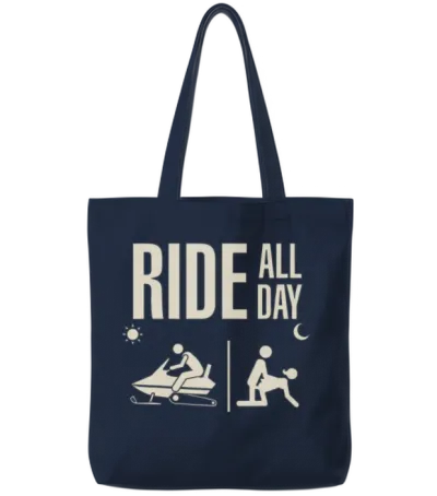 Funny Snowmobile Snowmobiling Tote Bags - Navy