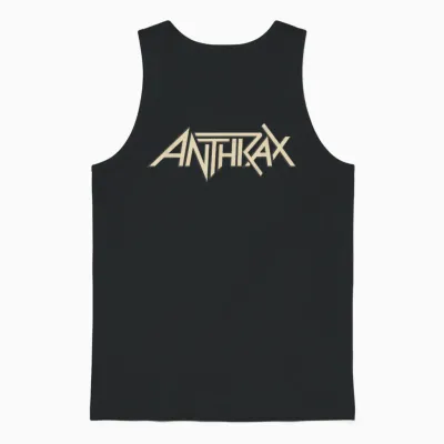 Anthrax Tan Logo T-Shirt, Brown Unisex Tank Top - Black