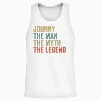 Johnny the Man the Myth the Legend Unisex Tank Top - White