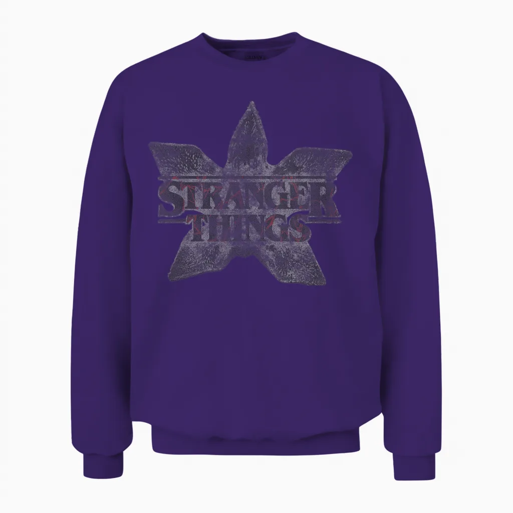 Stranger Things Demogorgon Flower Logo Unisex Sweatshirt in Purple
