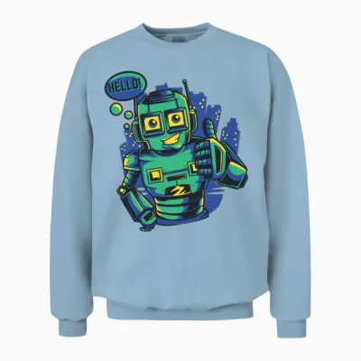 Hello Robot Unisex Sweatshirt - Light Blue