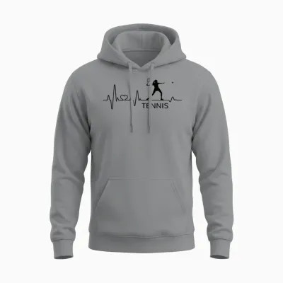 Tennis Tennis Player Gift Heartbeat Women's Girls T-Shirt, Gray Unisex Hoodie - Sport Grey