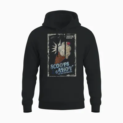 Stranger Things Scoops Ahoy Ice Cream Cone Vintage Unisex Hoodie - Black