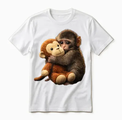 Baby Monkey Punch Plush Cute Monkey Punch Plush Hugging Unisex T-Shirt - White