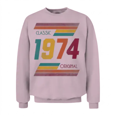 Vintage Year 1974 Classic Unisex Sweatshirt - Light Pink
