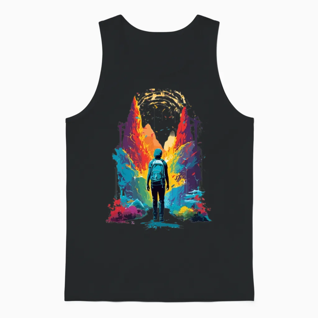 Colorful Hiking & Outdoors Unisex Tank Top in Black