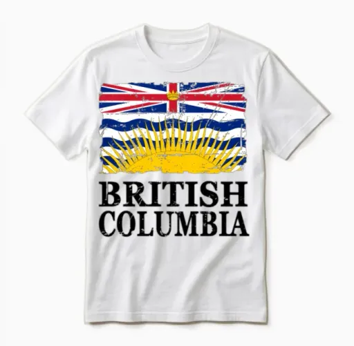 British Columbia - Flag of British Columbia Unisex T-Shirt in White