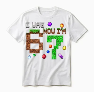 I Was 6 Now I'm 7 Pixel Game Birthday Boy Gift for Boys Kid Unisex T-Shirt - White