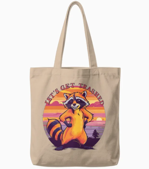 Funny Raccoon Retro Vintage Tote Bags - Natural
