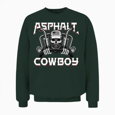 Mens Asphalt Cowboy Funny Truck Driver Trucker Unisex Sweatshirt - Forest