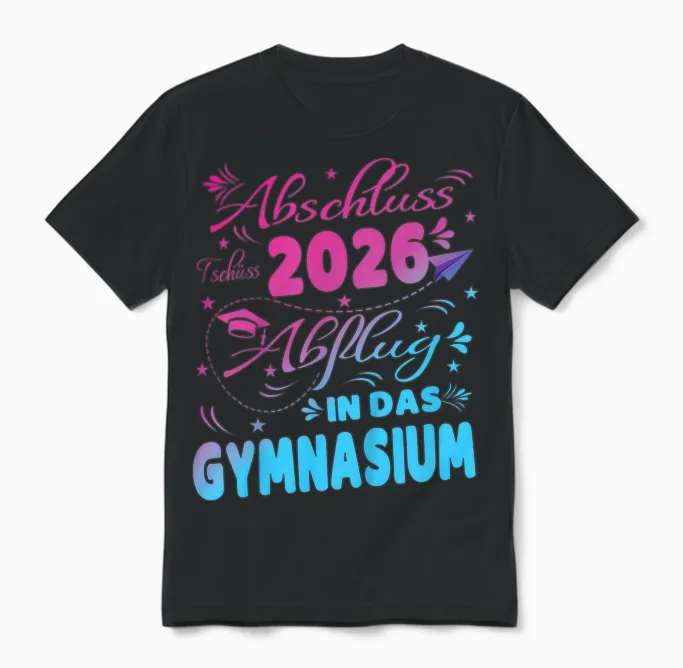Schulkind Abschluss Grundschule 2026 Einschulung Gymnasium Unisex T-Shirt in Black