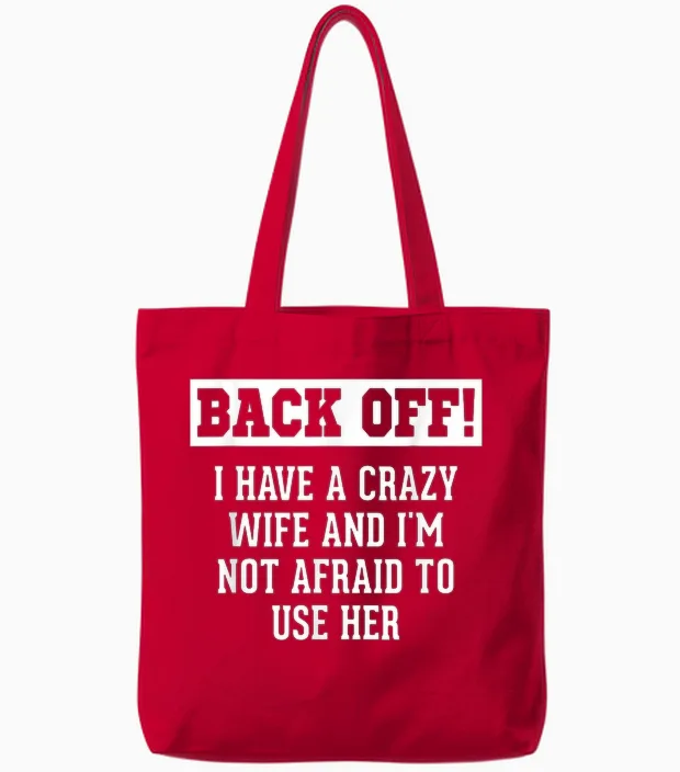 Funny Husband Gifts Men, Crazy Wife Sarcastic Husband Tote Bags in Red