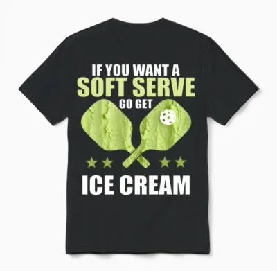 Funny Pickleball T-Shirt - Soft Serve Ice Cream Unisex T-Shirt - Black
